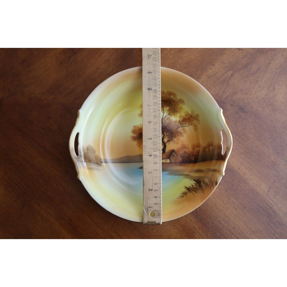 Vtg Noritake China Tree In The Meadow Round Serving Bowl 9.5" Handles Pasta Vege - Picture 5 of 13